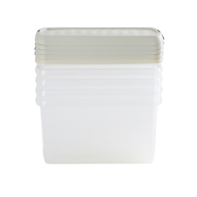 Wham Clip Rectangular Plastic Storage Boxes with Secure Clip Lock Lids Clear/Green Milieu/Stone