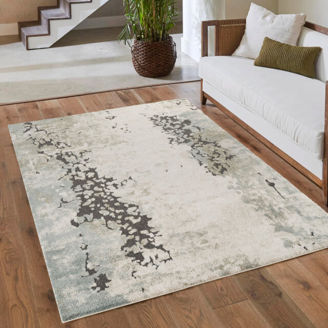 Essence Living Room Area Rug Oragnic Abstract Design Thick Cut-Shrink Pile Soft Modern Carpet with Jute Backing Contemporary Hallway Indoor Rug, Sage