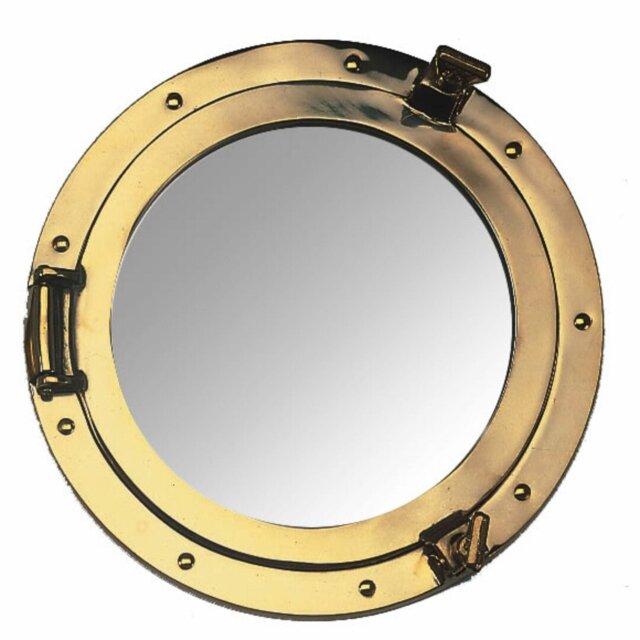 Liev Round Metal Framed Wall Mounted Accent Mirror in Brass