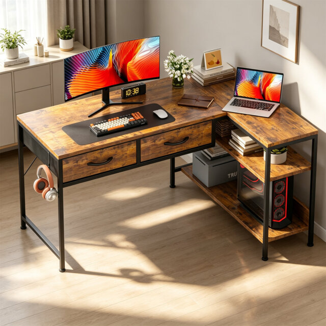 L-Shaped MDF Computer Desk