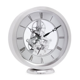 Acctim Millenden Mantel Clock Quartz Polished Metal Floating Effect Glass Front