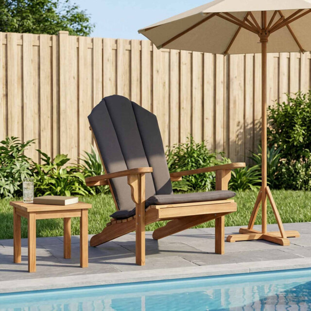 Garden Adirondack Chair Natural Solid Teak Wood Outdoor Wooden Chair