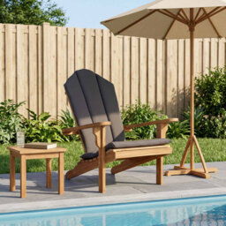 Garden Adirondack Chair Natural Solid Teak Wood Outdoor Wooden Chair