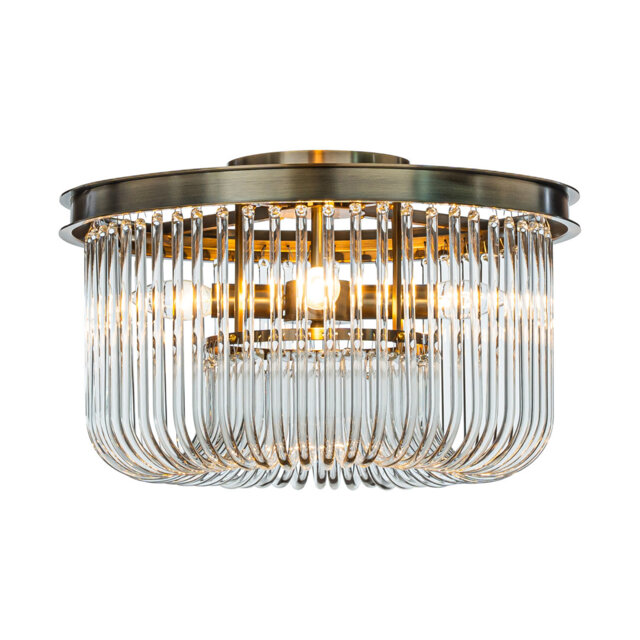 Andon Modern Elegant Round Glass Flush Mount Ceiling Light Antique Gold For Dining Room