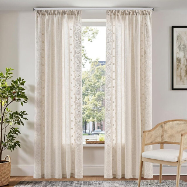 Voile Semi Sheer Curtain Panel Pair