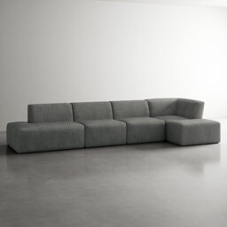 Berlare Upholstered Corduroy Modular Sectional Sofa Set with Removable Ottoman – Fully Compressed, No Assembly Required