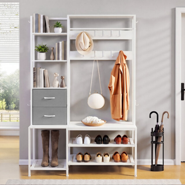 120 cm W Hall Tree with Storage Bench and Shoe Storage