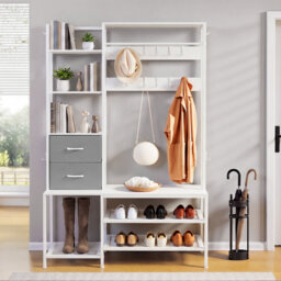 120 cm W Hall Tree with Storage Bench and Shoe Storage