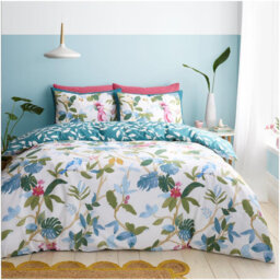 Botanical Floral Duvet Cover Set Polycotton Fabric with Matching Pillowcases, Sinlge Double King