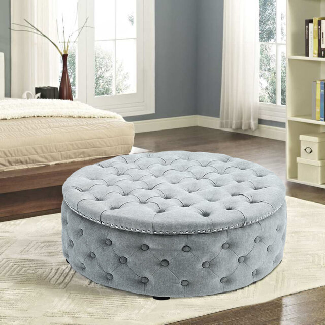 75cm Wide Cylinder No Pattern Footstool Ottoman