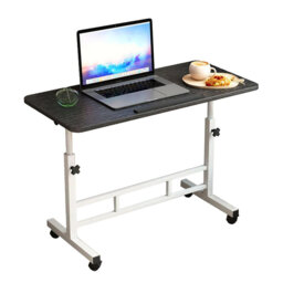 Adjustable Height Mobile Desk with Wheels – Collapsible Laptop Table 65-87cm, 180° Rotating Desktop – Compact Multi-Use Workstation for Home, Office,