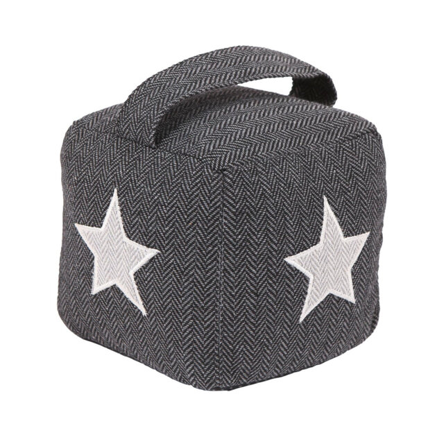 Nicola Spring - Herringbone Fabric Door Stop with Handle - Star