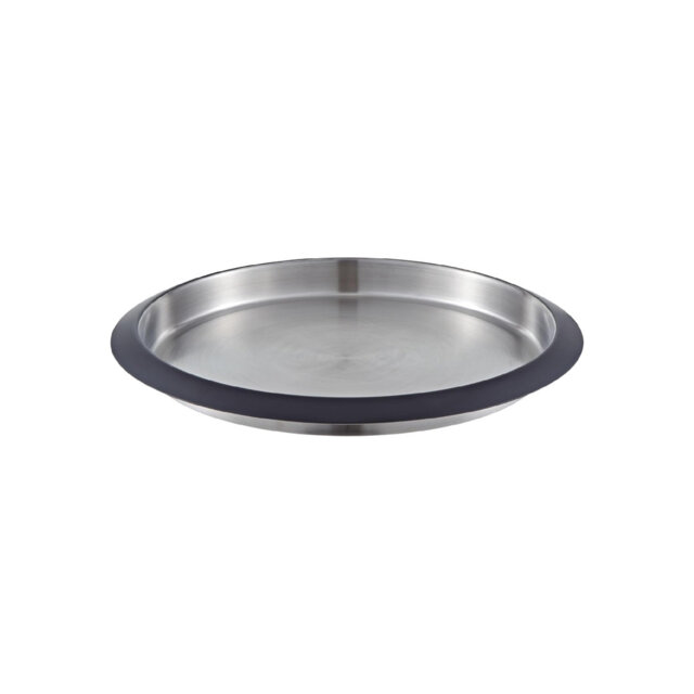 Buckingham Round Serving Bar Tray Stainless Steel Black Border Finish 35 cm