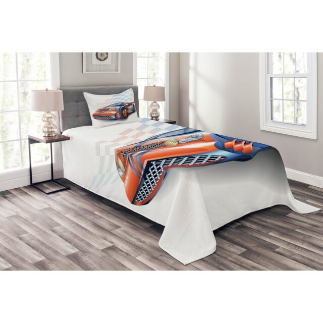 Addai Polyester Graphic Print & Text Bedspread with Pillow Shams Included