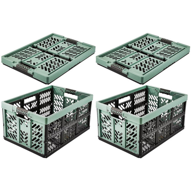 Set of 2 Folding Box 45 Litre With Soft Handles And Lid