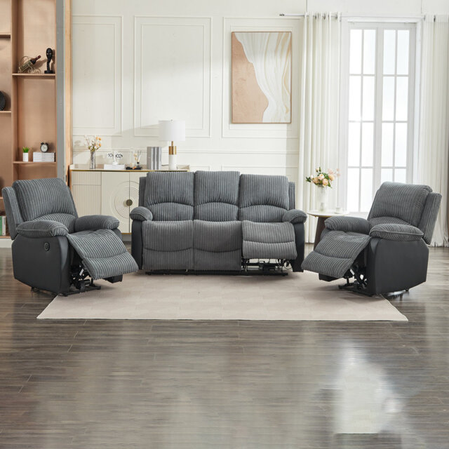 Reclining Sofa Sectional Recliner Plush Corduroy Couches Set Sofa