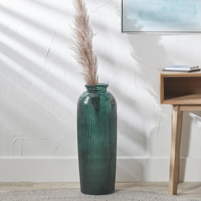 Recycled Glass Ribbed Vase Tall