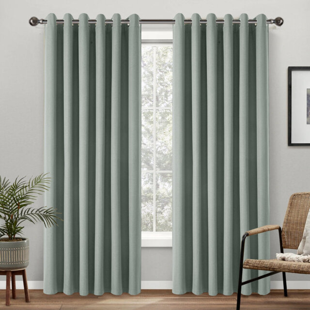 Linen Blackout Eyelet Curtains Set - Thermal Insulated, Noise Reducing, Ready Made Curtains