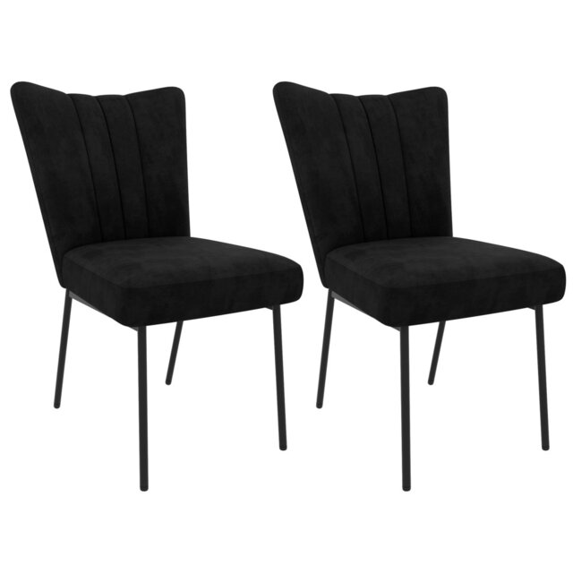 39cm H Velvet Upholstered Side Chair in Black