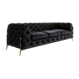 Chesterfield Sofa  3 Seater with Gold Metal Legs