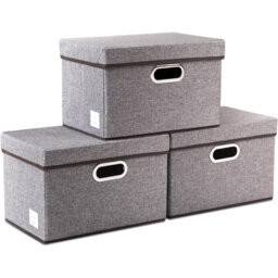 Foldable Storage Box With Lid [3-Pack] Fabric Collapsible Storage Bin Organizer Container Basket Cube With Cover For Home Bedroom Closet Office Nurser