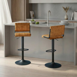 Swivel Upholstered Adjustable Height Counter Stool with Metal Frame