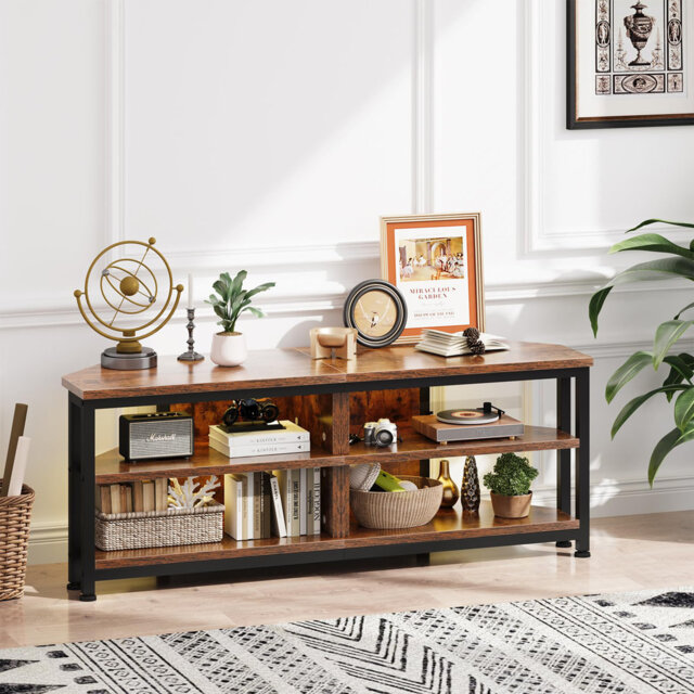 "TV Stand Cabinet with LED Lights, Industrial Corner Unit for TVs up to 55"""