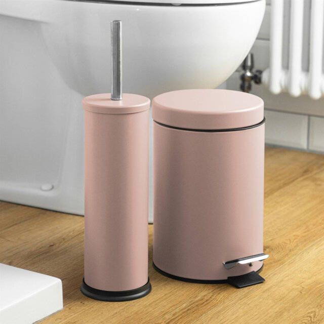 Harbour Housewares Round Bathroom Bin & Brush Set