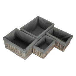 4 Piece Wicker Willow Storage Basket Set with Lining