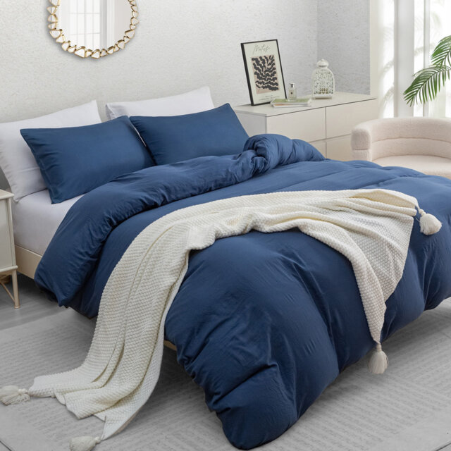 Microfiber Solid Colour Duvet Cover Set with Pillow Shams Included