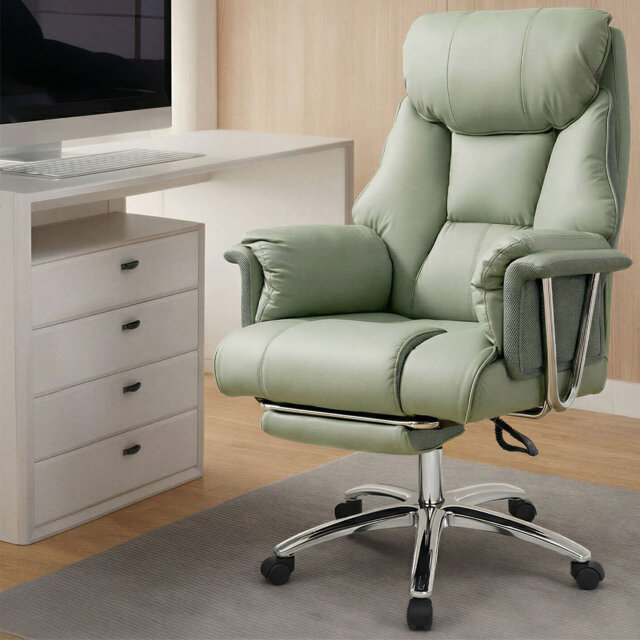 Executive Office Chair Heavy Duty Wide Spring Cushion Recliner Footrest 150kg