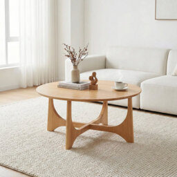 Lumi Oak Effect Wooden Round Coffee Table