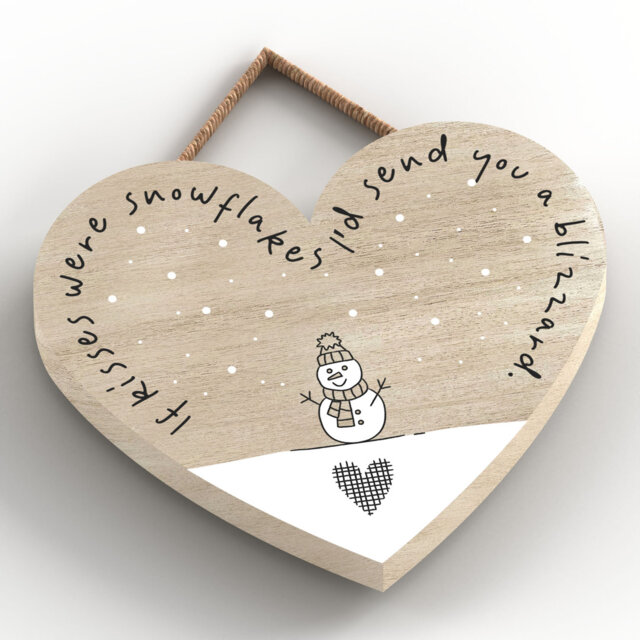 Vivid Squid Wholesale Kisses Were Snowflakes Wooden Heart Plaque Wall Décor