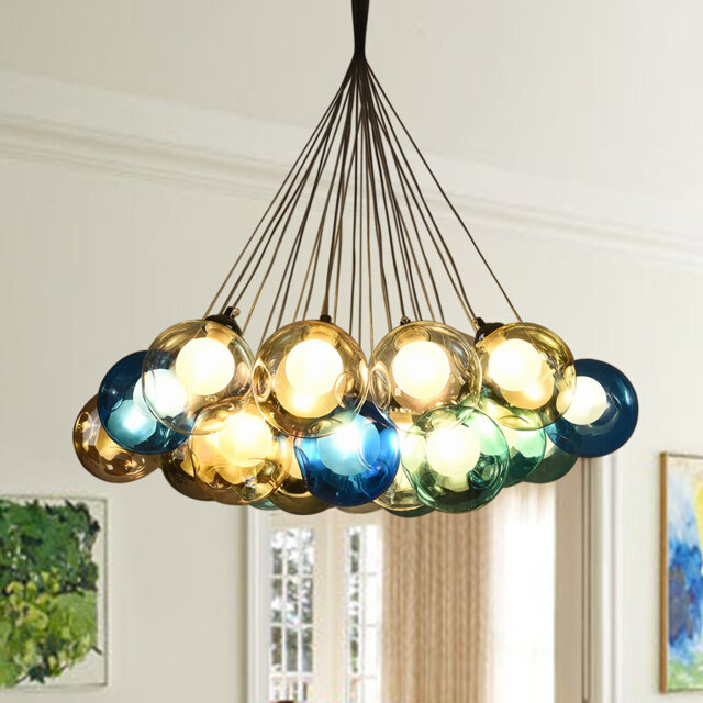 Abdurrahman Modern Colored Glass Bubble Globe Sputnik Chandelier Cluster Pendant
