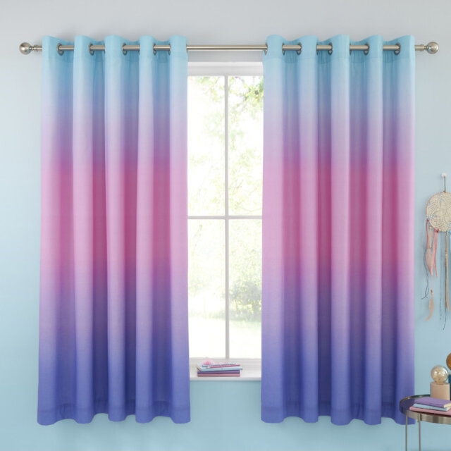 Ombre Rainbow Clouds 66x72 Inch Lined Eyelet Curtains Pastel