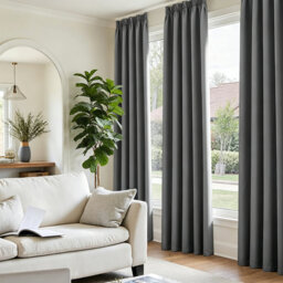 Grey Blackout Curtains 229 x 229 cm Soft Thermal Insulated Curtains & Drapes Curtain 2 Panels,