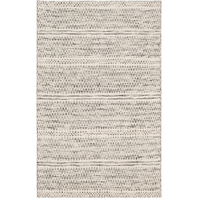 Mardin-Hand Woven Cream Black Wool Modern Fringe Living Dining Bedroom Rug