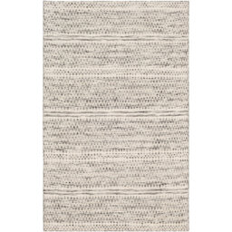Mardin-Hand Woven Cream Black Wool Modern Fringe Living Dining Bedroom Rug