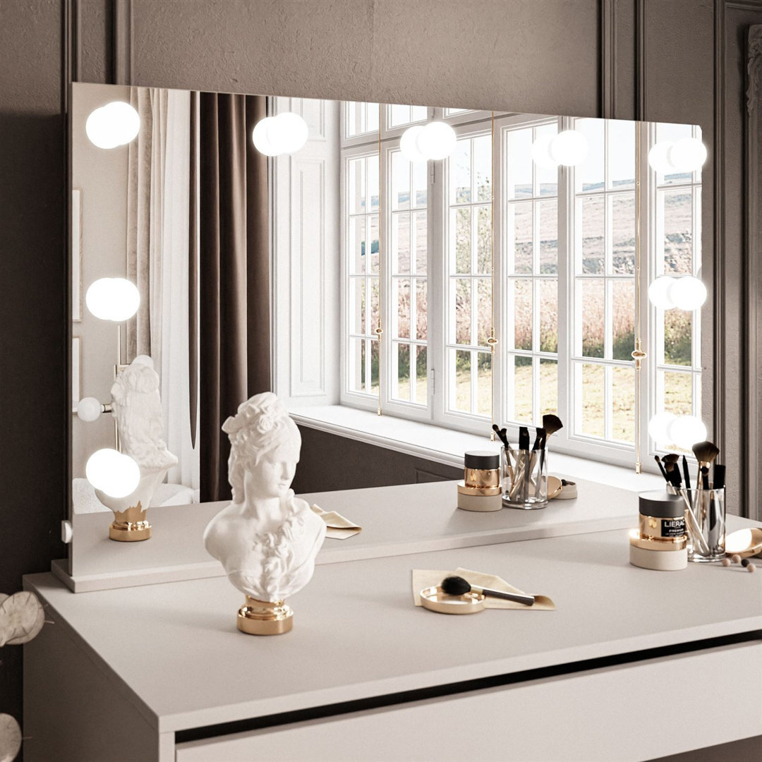spurlin dressing vanity with mirror ebern designs Corner dressing table with lights and mirror