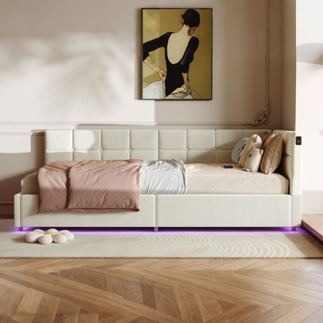 Vicksburg 3ft Single Daybed with Lift-Up Storage, USB & LED Lights