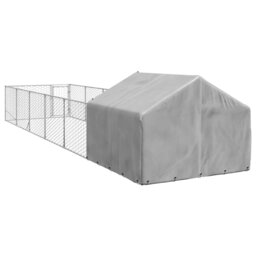Vidaxl Outdoor Dog Kennel With Door  Galvanised Steel