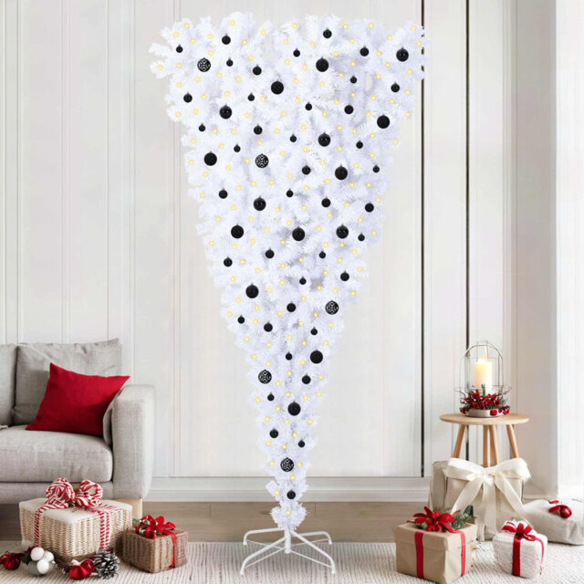 Artificial Christmas Tree With 300 Leds White PVC And Steel Indoor