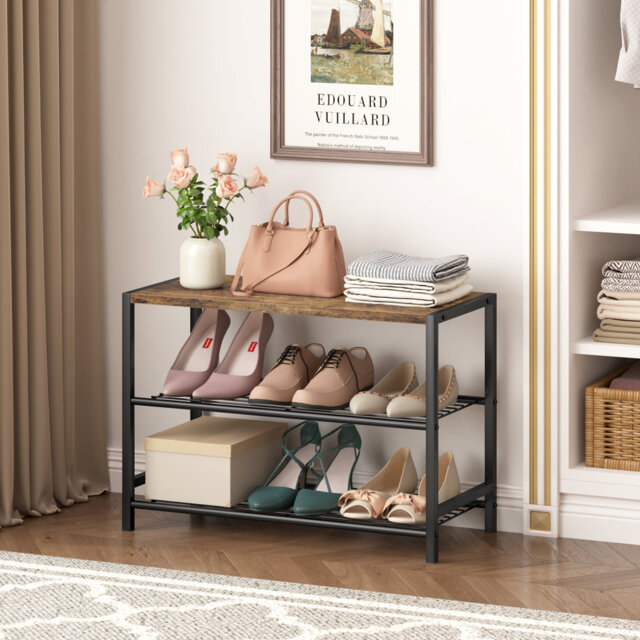 6 Pair Shoe Rack Entryway Shoe Storage