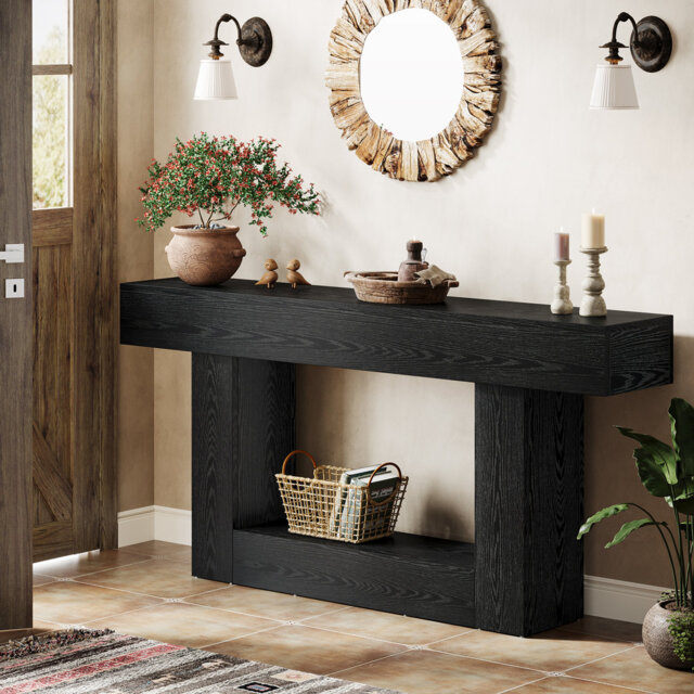 "63"" Engineered Wood Console Table, Farmhouse Entryway Table, Narrow Wood Sofa Table for Living Room, Foyer"