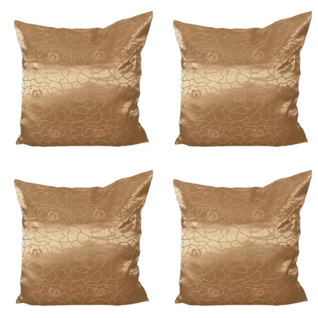 Kruse Indoor / Outdoor Floral Gold Square Throw Cushion Cover Pack of 4