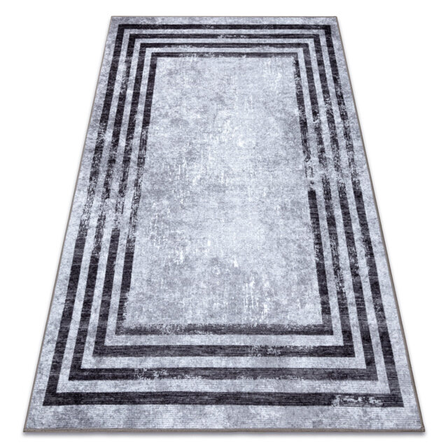Miro Geometric Machine Woven Grey Area Rug