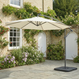 Syros 3m Outdoor Parasol With Led Lights – Patio Sun Umbrella