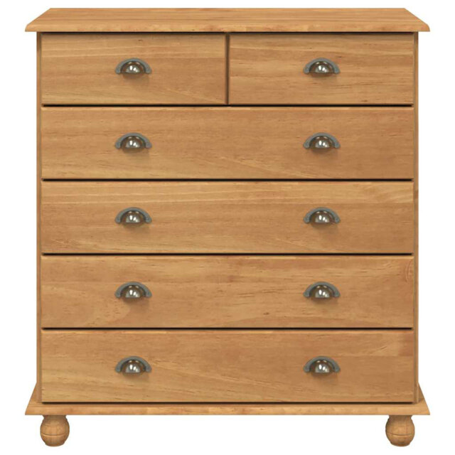 Contemporary 6-Drawer Chest In Solid Pine & MDF – Modern Storage Dresser With Cup Handles, Matte Finish