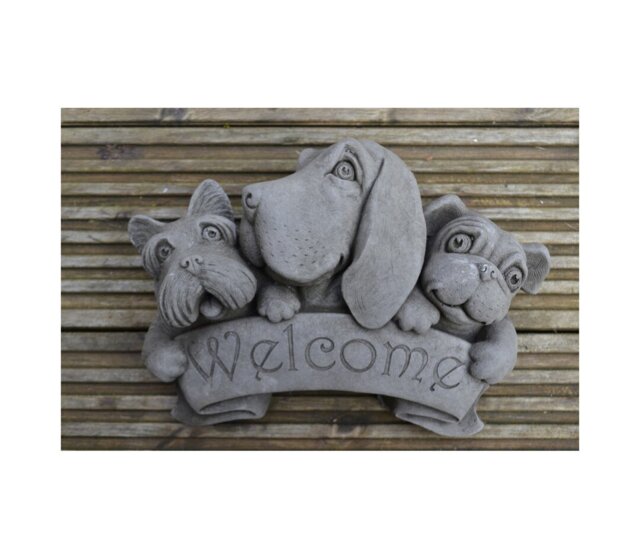 Lester Welcome Dog Stone Garden Statue