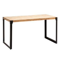 Acacia Solid Wood Top Metal Base Dining Table